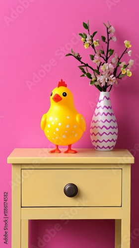 Elegant A fun prank setup featuring a rubber chicken hidden inside a drawer ready to surprise someone for April Fools Day  photo