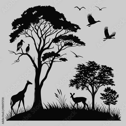 wildlife silhouette vector design art and illustration