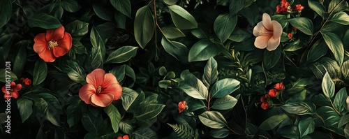 botanical, flowers, nature, dark background, floral pattern, artistic design, greenery, elegance, soothing colors, abstract