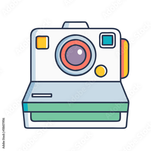 polaroid camera vector icon, national retro day vector illustration - simple illustration of polaroid camera perfect for logos, and national retro day vector-themed designs.