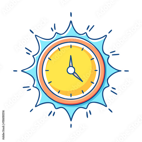 sunburst clock vector icon, national retro day vector illustration - simple illustration of sunburst clock perfect for logos, and national retro day vector-themed designs.