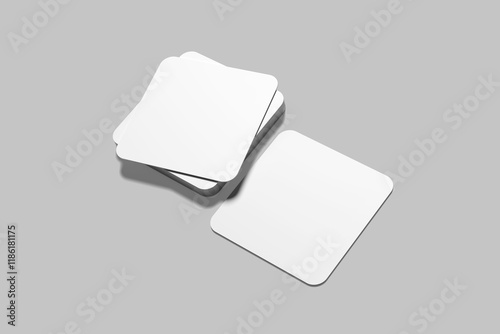 Blank Rounded Square Business Card Mockup with Grey Background 