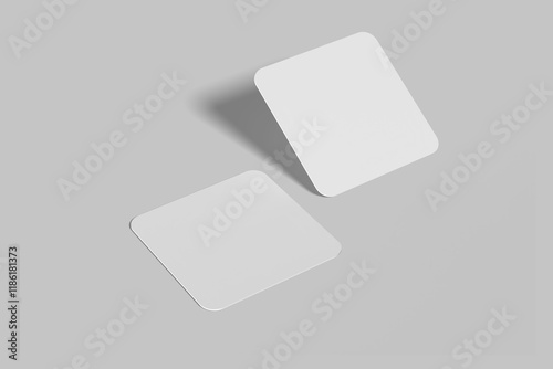 Blank Rounded Square Business Card Mockup with Grey Background 