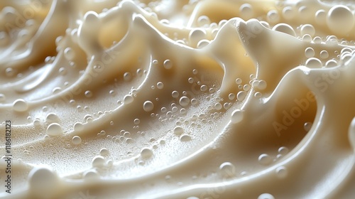 Close-Up of Creamy Texture with Bubbles, Ideal for Food or Skincare Product Promotion photo