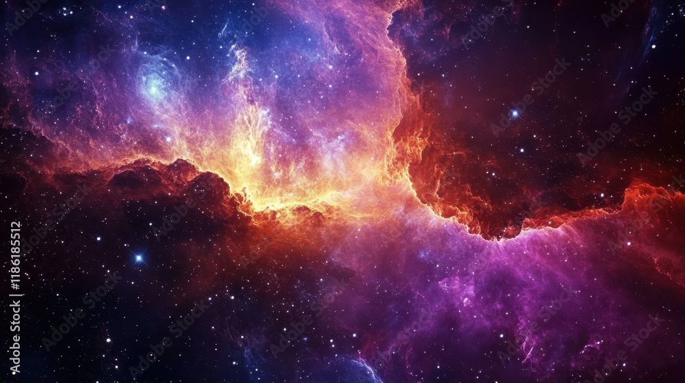 Fototapeta premium A Cosmic Nebula with Glowing Gas and Scattered Stars