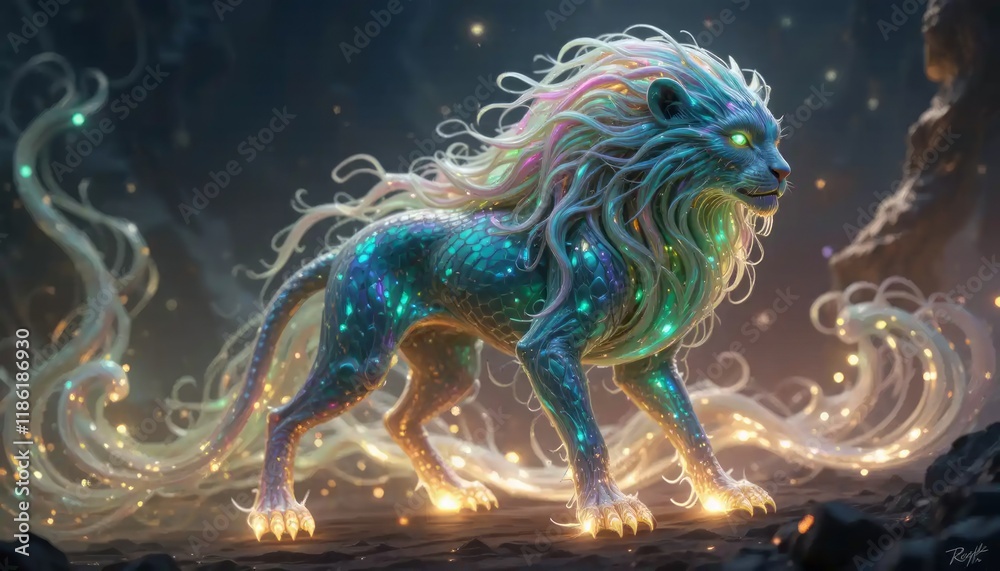 Luminous Celestial Lion: A Fantasy Creature of Light and Magic Luminous Celestial Lion: A Fantasy Creature of Light and Magic