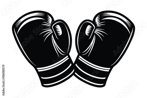 Pair of boxing gloves vector art icon silhouette.eps