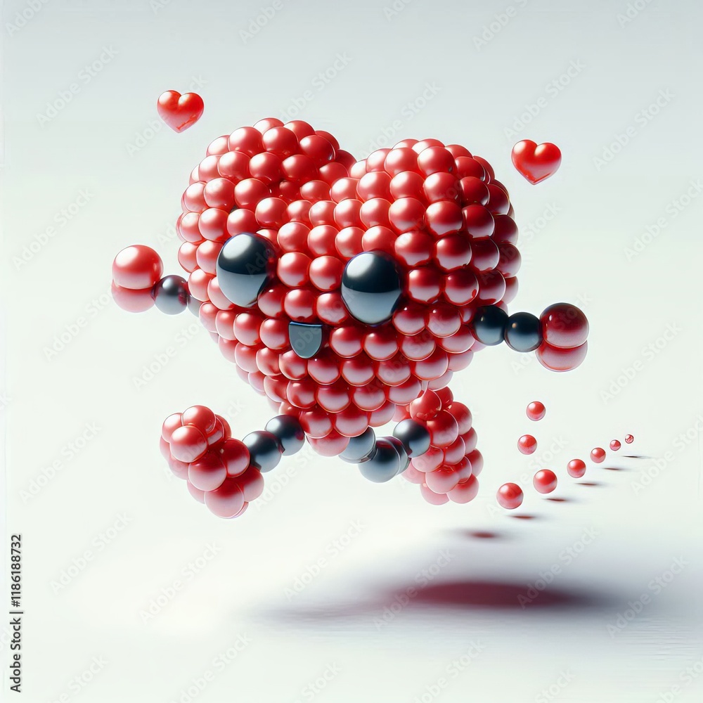 funny cartoon heart with balloons on a white background funny cartoon heart with balloons on a white background
