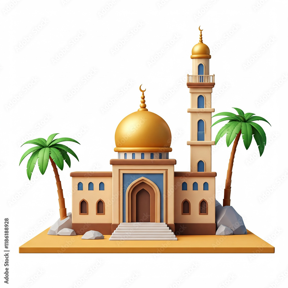 Naklejka premium Cute small mosque illustration isolated on white background