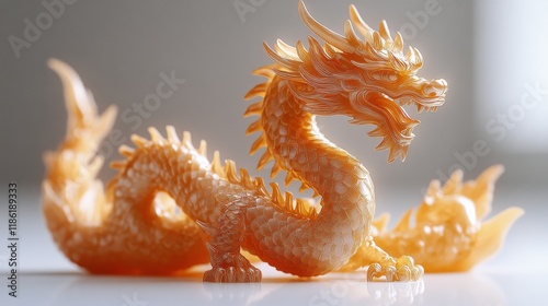 Intricate dragon sculpture showcasing skillful craftsmanship and artistry in ...