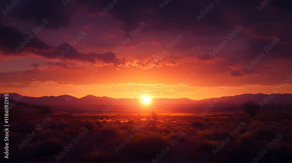 Obraz premium Majestic Sunset Serenity: Breathtaking Alpine Landscape