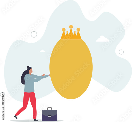 Golden egg investment, precious retirement pension fund, wealth or saving, 401k or IRA, prosperity or valuable asset concept.flat characters.