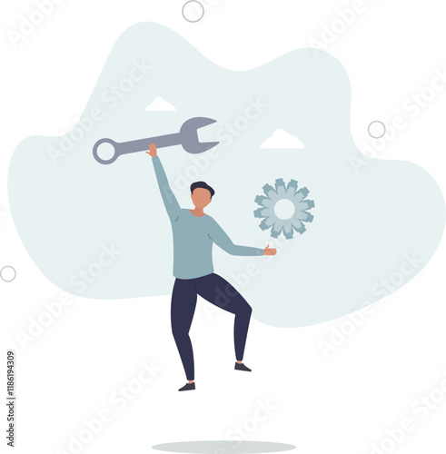 Fix business problem, help resolve problem, improve business in downturn or crisis management concept.flat characters.