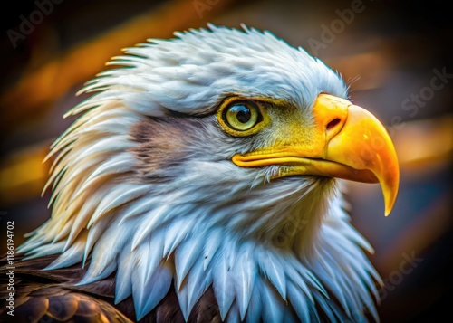 Close-up eagle portrait: majestic, tilted head, captivating wildlife detail. photo