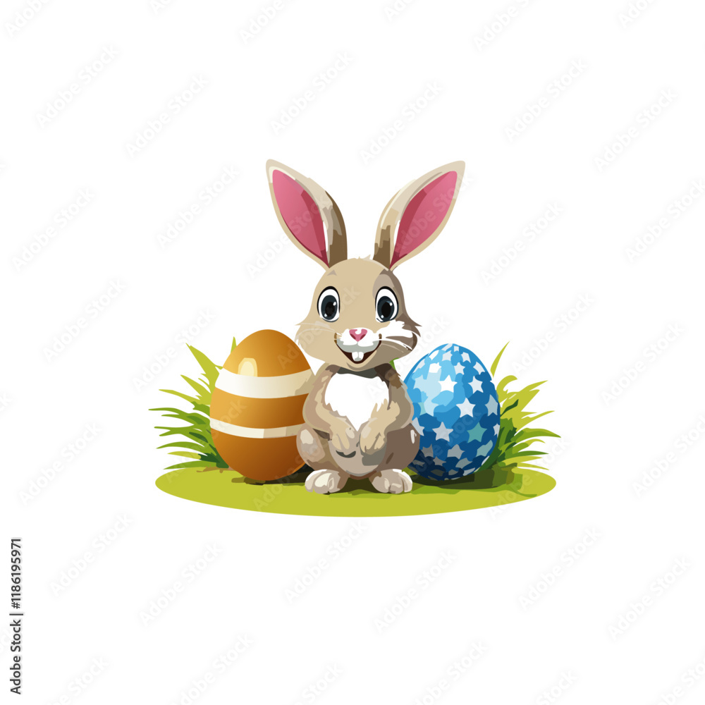 3d easter rabbits clip art vector graphic icon design