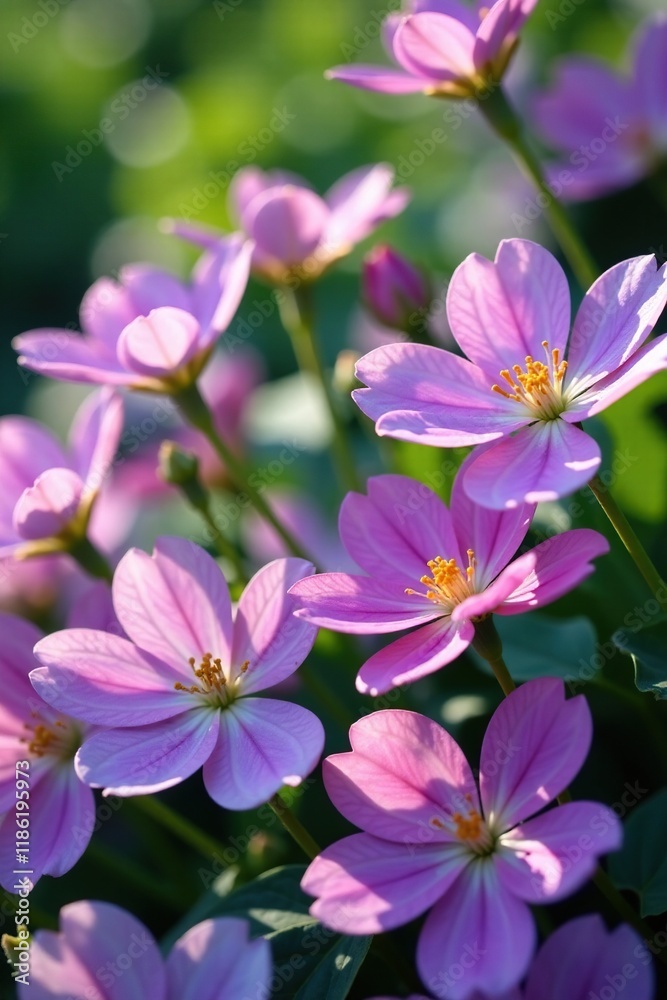 A cascade of delicate purple petals in a lush summer garden, purple, bloom, natural A cascade of delicate purple petals in a lush summer garden, purple, bloom, natural