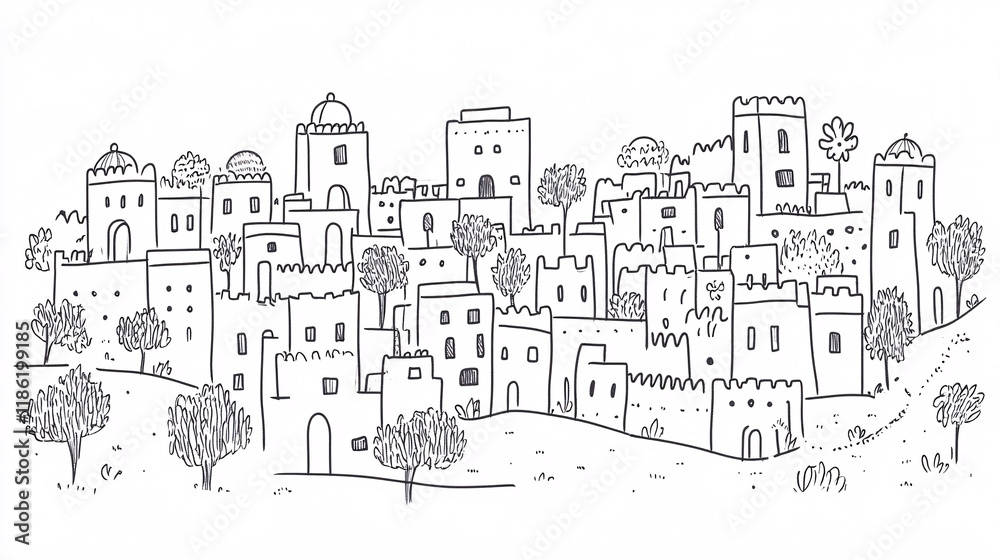 minimalist black and white sketch of a hilltop village with traditional houses and trees creating a charming and peaceful scene
minimalist black and white sketch of a hilltop village with traditional houses and trees creating a charming and peaceful scene
