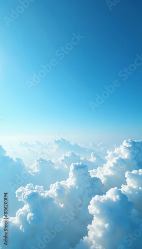 High altitude clouds scattered across a clear blue sky with a subtle gradient effect, atmospheric conditions, elevated vantage point, misty veil photo