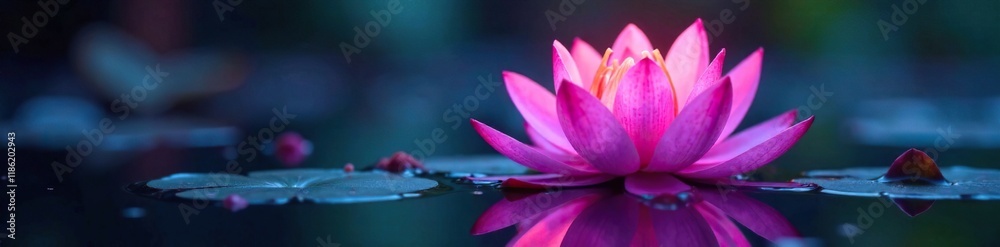 Naklejka premium Radiant neon waters rising as a Water Hyacinth flower, colorful, waterlily