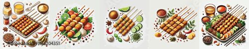 a vector collection of satay dishes from Indonesia