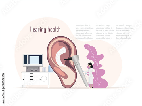 Illustration of a healthcare professional conducting an ear examination with specialized equipment, emphasizing auditory care.