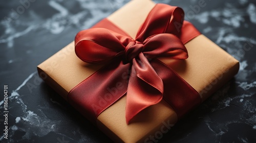 Elegant gold envelope with red ribbon bow for special occasions and celebrations