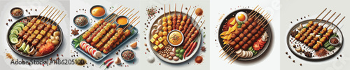 a vector collection of satay dishes from Indonesia