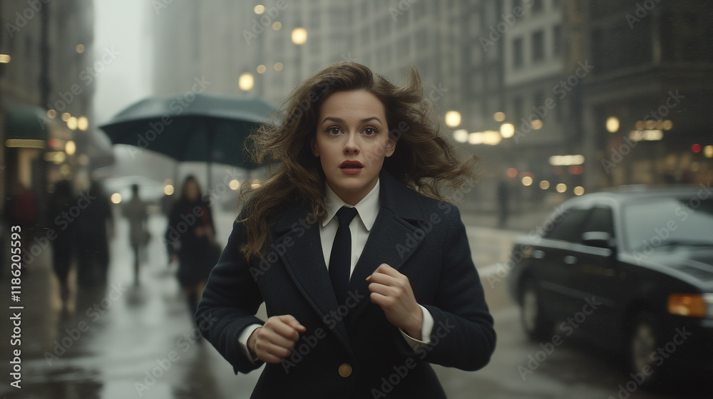 Fototapeta premium A hasty businesswoman.