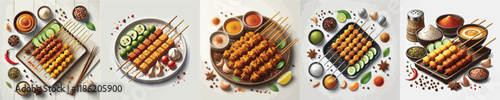 a vector collection of satay dishes from Indonesia