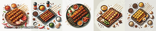 a vector collection of satay dishes from Indonesia