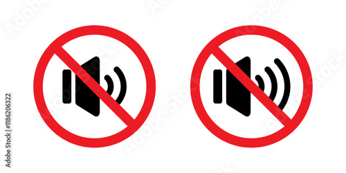 Sound speaker forbidden icon in flat style. Audio prohibition sign symbol