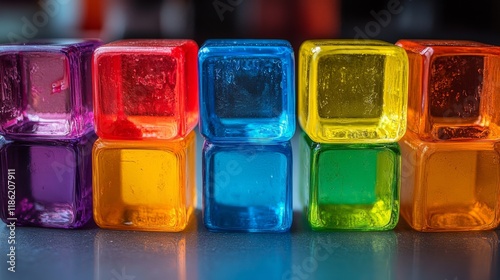 Colorful building blocks arranged in a playful display for creative learning and fun activities