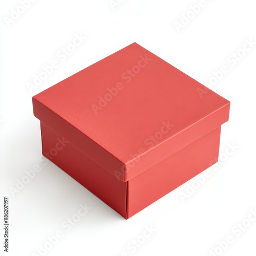 Red gift box isolated on white background, cutout photo