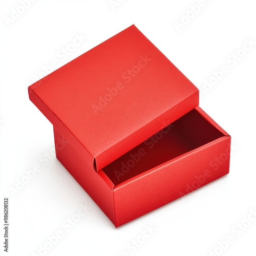 Red gift box isolated on white background, cutout photo