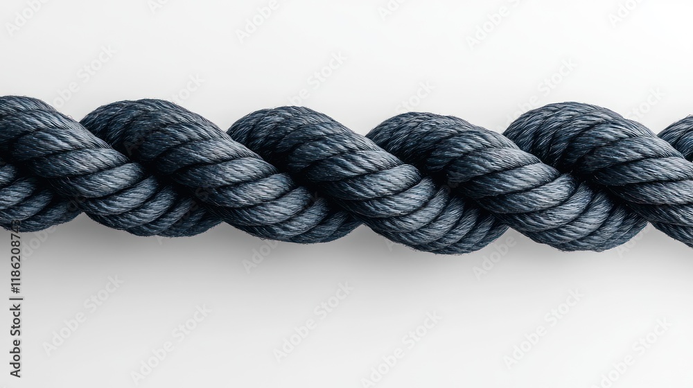 Dark rope twist, studio shot, white background, texture sample Dark rope twist, studio shot, white background, texture sample