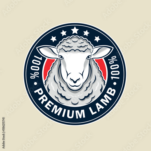 Premium Quality Lamb Meat Badge Design – 100% Fresh Organic Seal Logo