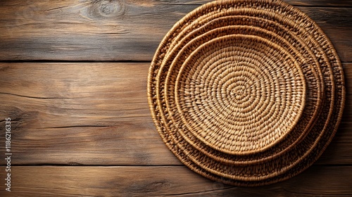 Cozy brown burlap fabric draped over rustic wooden table in a warm setting