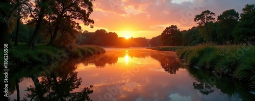 Wasserfl?chen und Spiegelwirkung bei Sonnenuntergang, Natur, Berlin, Spiegelwerfer photo