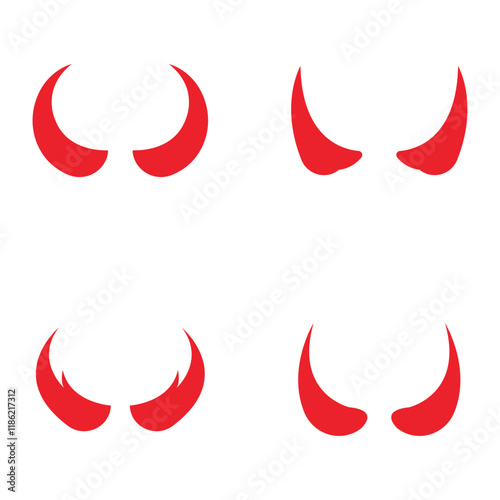 Devil horn set Vector icon design illustration Template