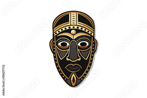 Sophisticated African tribal mask in dark tones and golden details, representing traditional art and cultural pride for Black History Month