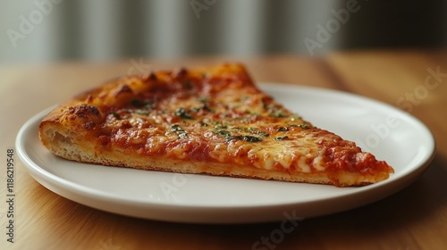 Freshly baked pizza slice topped with tomatoes and basil on a plate