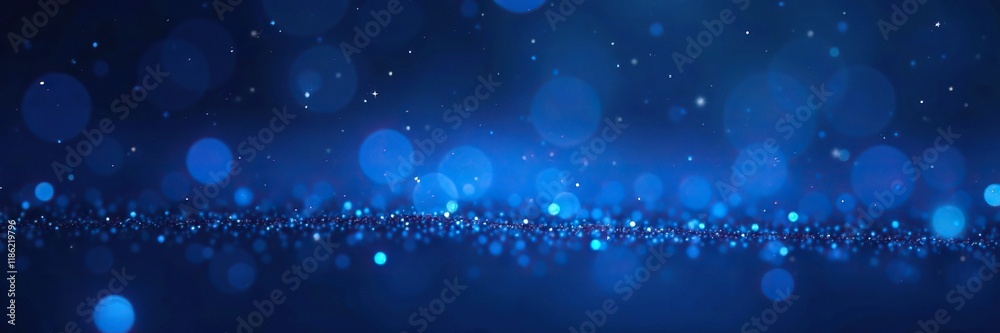Obraz premium Sparkling blue lights in the evening darkness, starry, glow, blue
