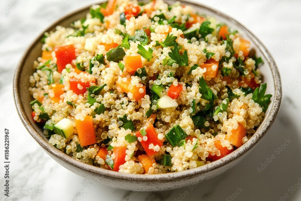 Bowl of colorful quinoa salad fresh vegetables Bowl of colorful quinoa salad fresh vegetables