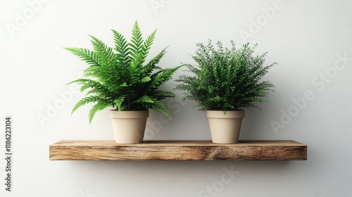 Wallpaper Mural Lush green plants on a rustic wooden shelf in a bright indoor setting Torontodigital.ca