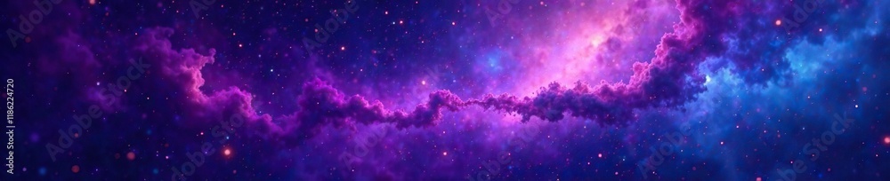Fototapeta premium Dark background with swirling purple and blue, shimmering, nebulas, futuristic