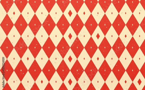 seamless diamond pattern in red and beige colors. Argyle classic fabric design. Diamond or lozenge simple background. geometric vector wallpaper. Venetian rhombus carnival