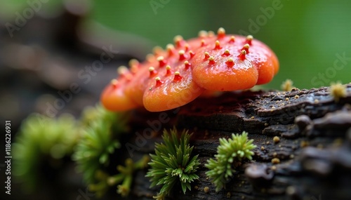 Oudemansiella mucida fruiting body on dead wood, nature, Oudemansiella mucida, rotting photo