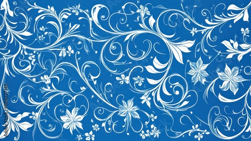 Blue floral pattern, swirling design, textured background, website design