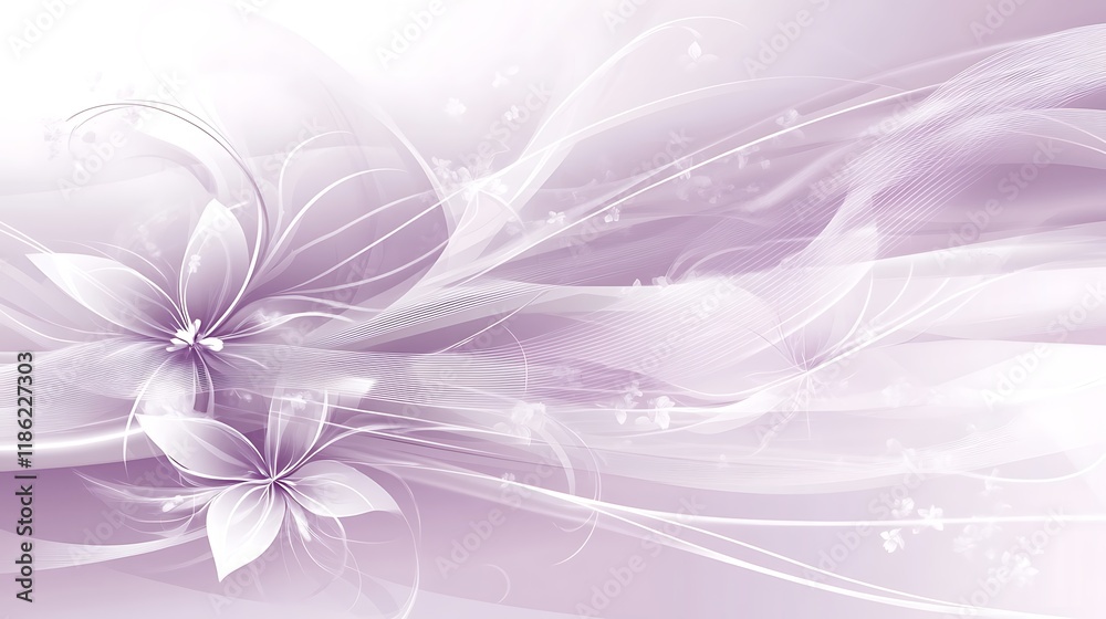 Abstract Lavender Floral Design With Flowing Lines