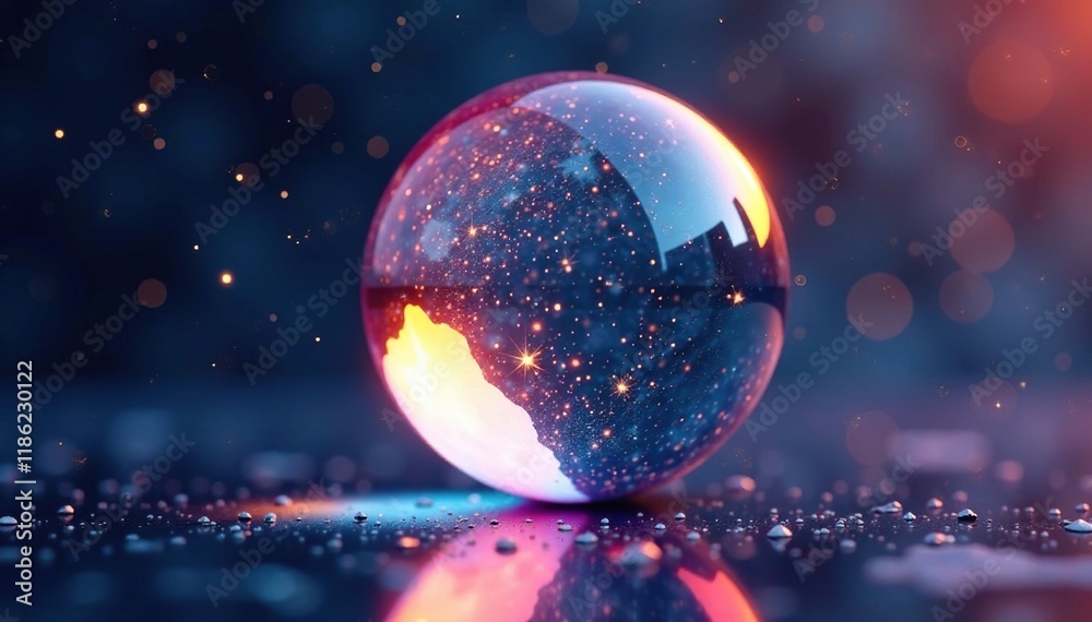 Holographic marble sphere with gradient effect, holographic, reflectivity Holographic marble sphere with gradient effect, holographic, reflectivity